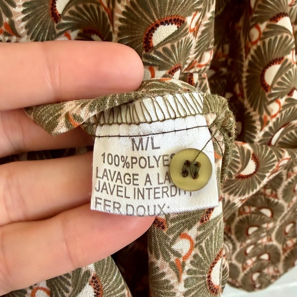 Emma Ella Paris Brown & Green Patterned Dress, SZ M/L EUC - Picture 7 of 8